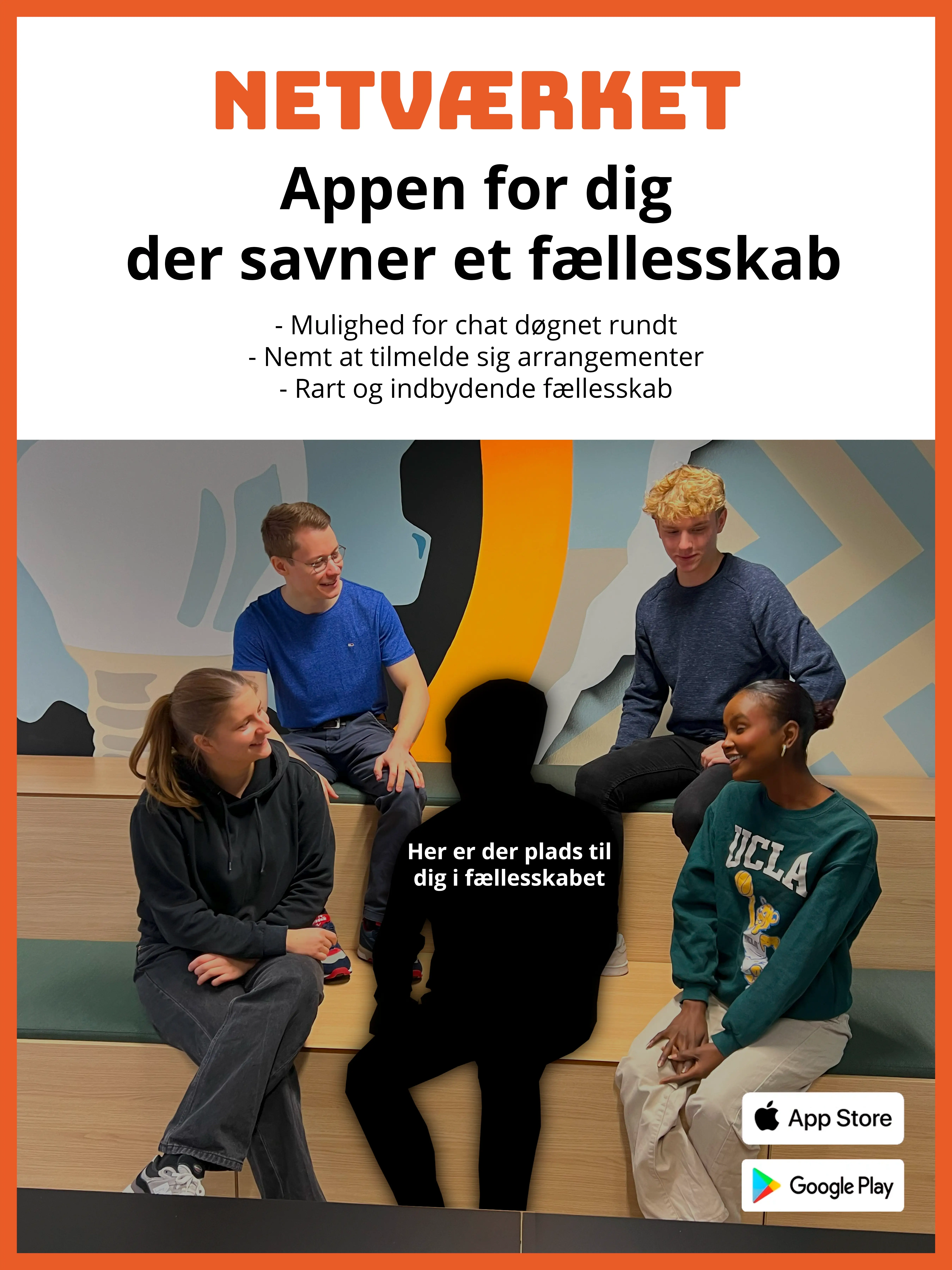 Plakat af velgørenhedsapp for unge ensomme